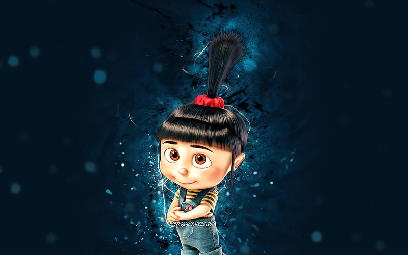 Agnes blue neon lights, Minions The Rise of Gru, Despicable Me, Agnes Gru, Minions, Agnes Minions, HD wallpaper