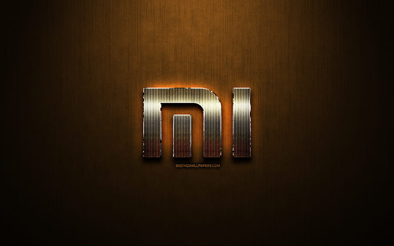 Xiaomi glitter logo, creative, bronze metal background, Xiaomi logo, brands, Xiaomi, HD wallpaper