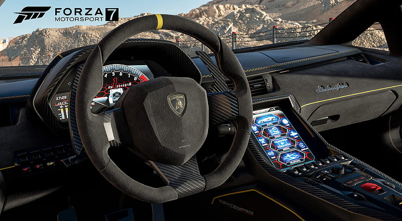 Forza Motorsport 7, Motorsport 7, interior, Forza, video game lamborghini, gaming, car, auto, realistic, HD wallpaper