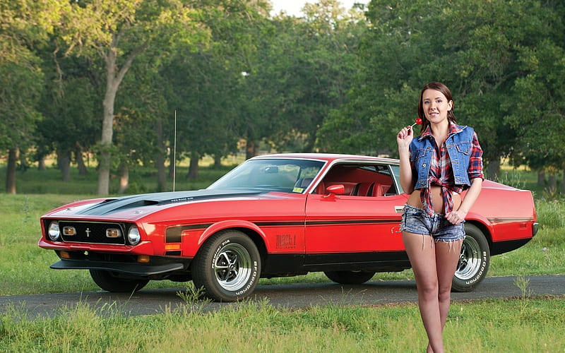 Cowgirl Sybil A and her Mustang, mustang, jeans, cowgirl, shorts, HD wallpaper