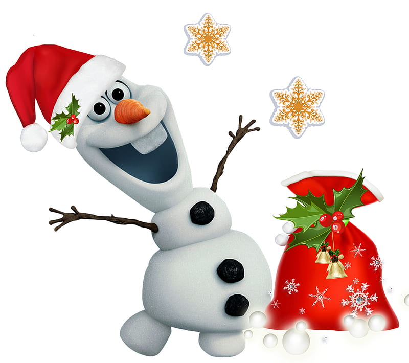 merry christmas, frozen, gift, happy, santa, snowman olaf, xmas, HD wallpaper