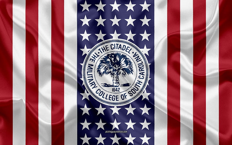 The Citadel Emblem, American Flag, The Citadel logo, Charleston, South Carolina, USA, The Citadel, HD wallpaper