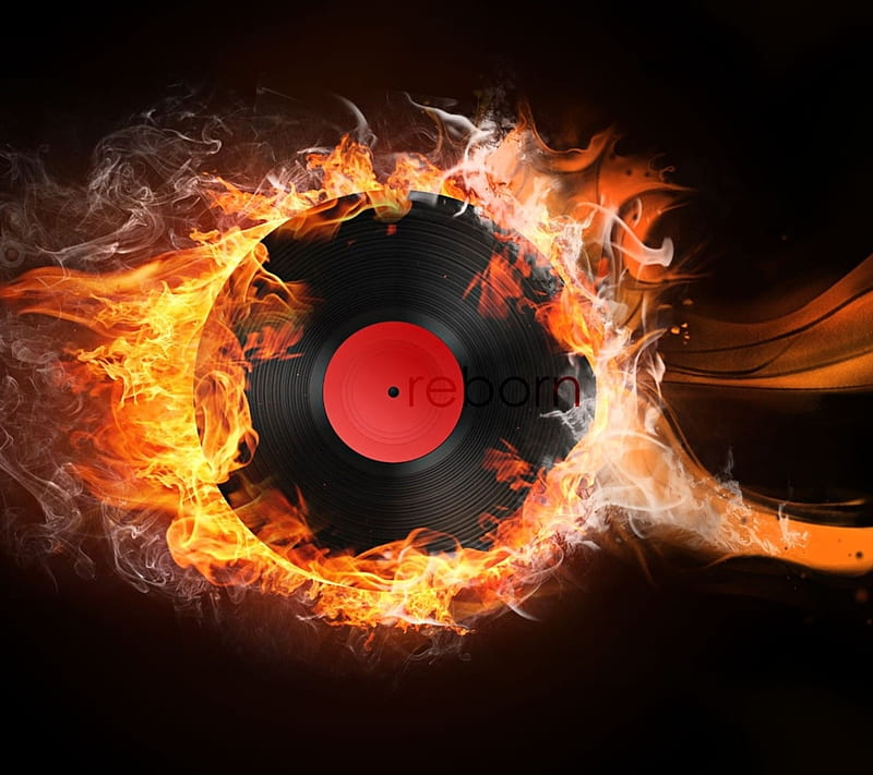 Vinyl Burning Record, fire, music, vinyl, HD wallpaper