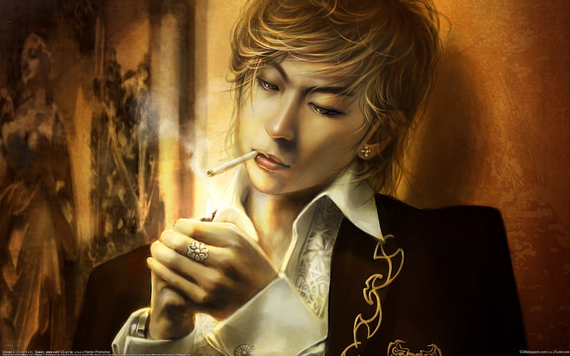 Fantasy-CG-Character i-chen-lin-20-Smoking-Man, HD wallpaper