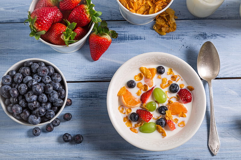 * Healthy breakfast *, nature, fresh, fruits, bowl, HD wallpaper