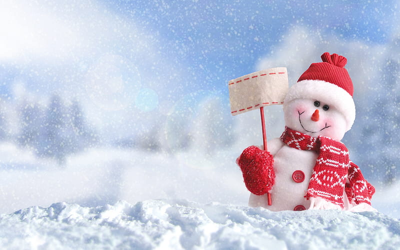 snowman, winter, snow, New Year, concepts, Christmas, Xmas, HD wallpaper