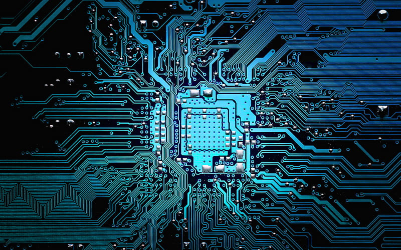 blue circuit board texture, circuit board, computer board, technology blue background, Blue circuit board pattern texture, HD wallpaper