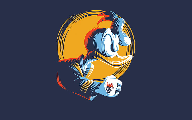 Donald Duck, art, blue background, cartoon character, creative art, HD  wallpaper | Peakpx