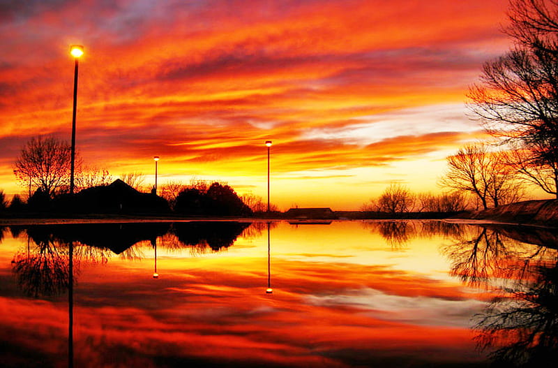 liquid fire, sunset, nature, HD wallpaper