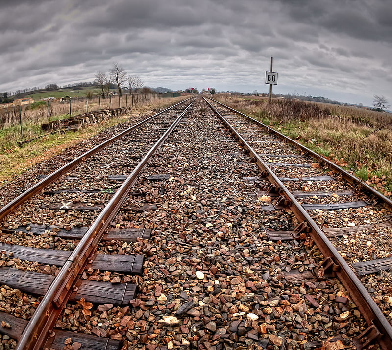 tracks railway, landscape, road, HD wallpaper