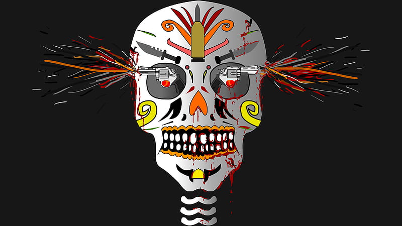 Skull And Gun Art , skull, gun, artist, artwork, digital-art, HD wallpaper