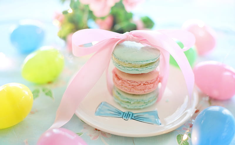 Easter Macarons Ultra, Holidays, Easter, Colors, Sweet, Gift, Cute, Pastel, dessert, aesthetic, macaron, FrenchMacaroon, HD wallpaper