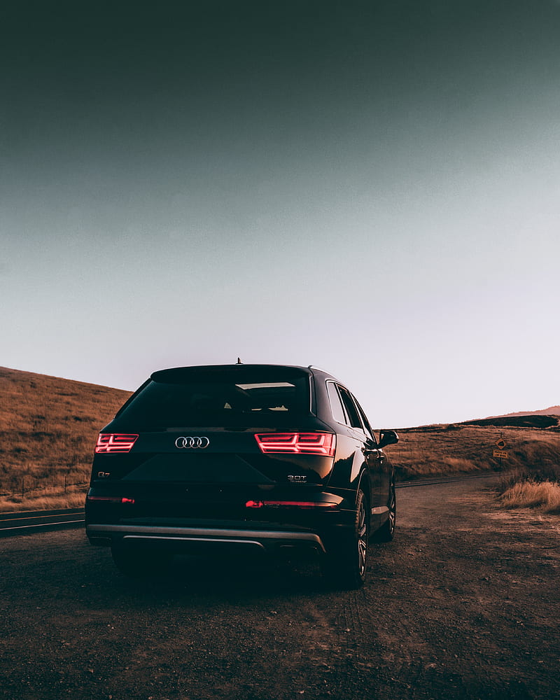 Audi q7, audi, car, suv, black, road, HD phone wallpaper
