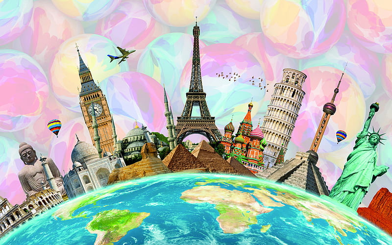 Landmarks of different countries, travel concepts, Earth, Big Ben, Eiffel  Tower, HD wallpaper | Peakpx