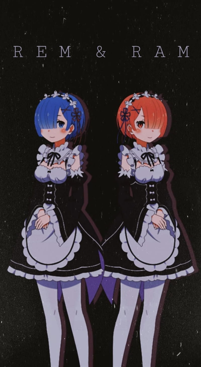 Anime Girls Maid Re:Zero Ram Rem 4K Wallpaper #4.2778