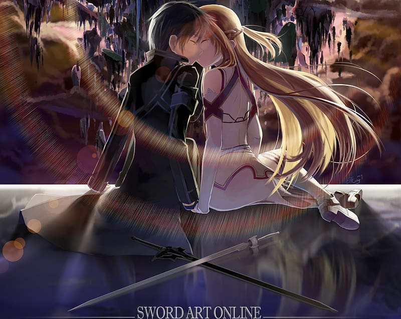 Kirito Asuna Sword Art Online Anime, sword art, black Hair, manga