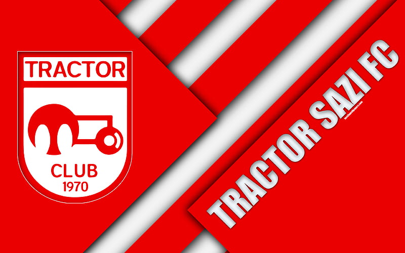 Tractor Sazi FC Iranian football club, logo, red white abstraction, material design, emblem, Persian Gulf Pro League, Tabriz, Iran, football, HD wallpaper