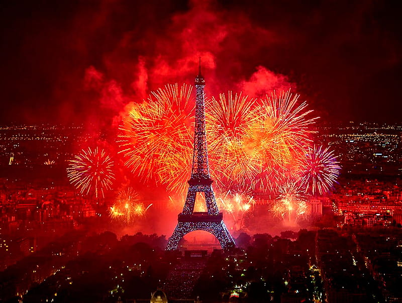 Calibrate In Paris, fireworks, landscape, nature, pairs, HD wallpaper