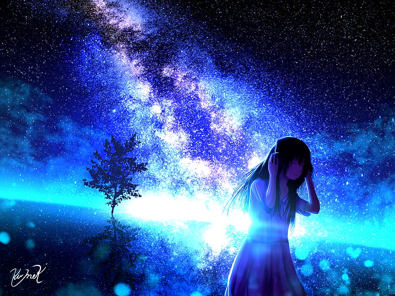 Anime, Original, Girl, Sky, Starry Sky, HD wallpaper