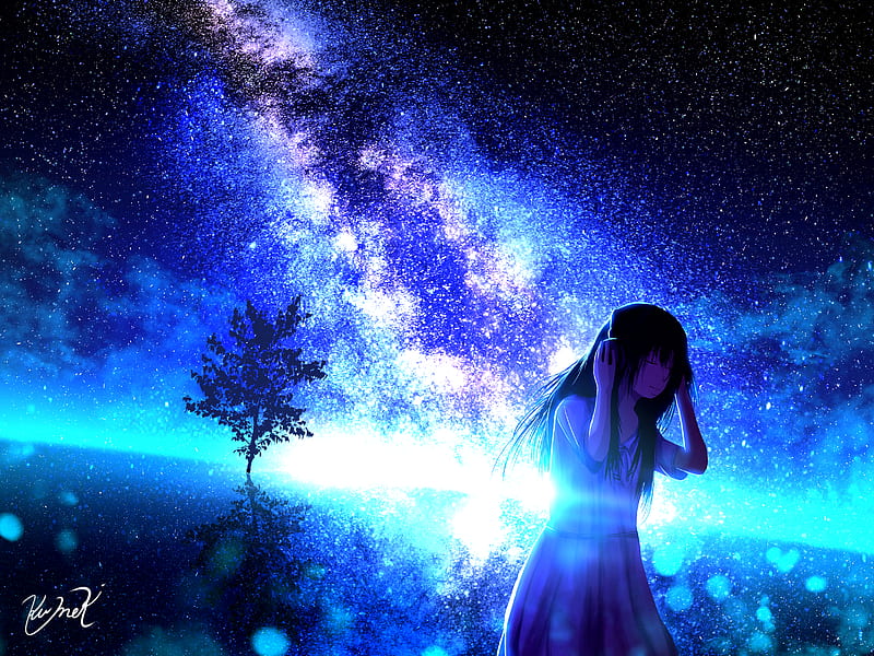 Anime, Original, Girl, Sky, Starry Sky, Hd Wallpaper 