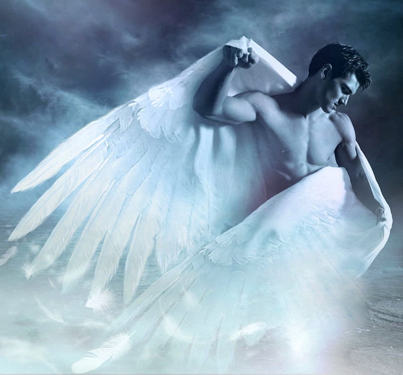 Angel of love, masculinity, blue, angel, love, HD wallpaper