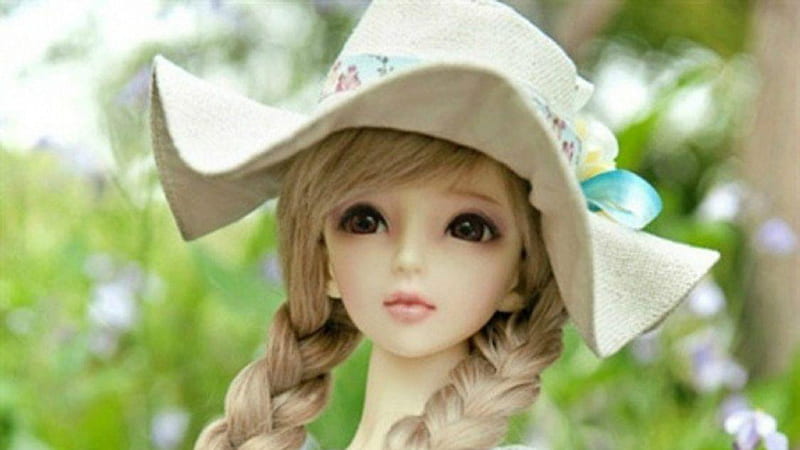 Beautiful Girl Toy With Braid And Hat Doll, HD wallpaper
