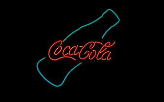 Coca-Cola neon logo minimal, neon sighs, Coca-Cola logo, drinks logo, Coca-Cola, HD wallpaper