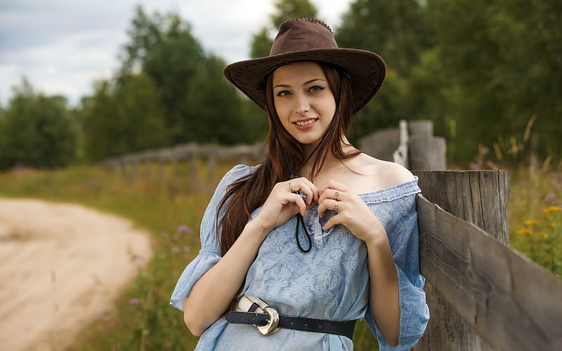 1920x1080px 1080p Free Download Cowgirl ~ Isabella Brunette Model Cowgirl Outdoors Hd