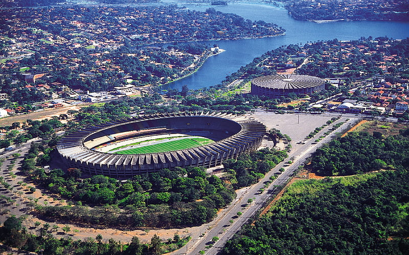 Mineirao Stadium aerial view, soccer, Cruzeiro Stadium, Belo Horizonte, football stadium, Brazil, Mineirao, brazilian stadiums, HD wallpaper