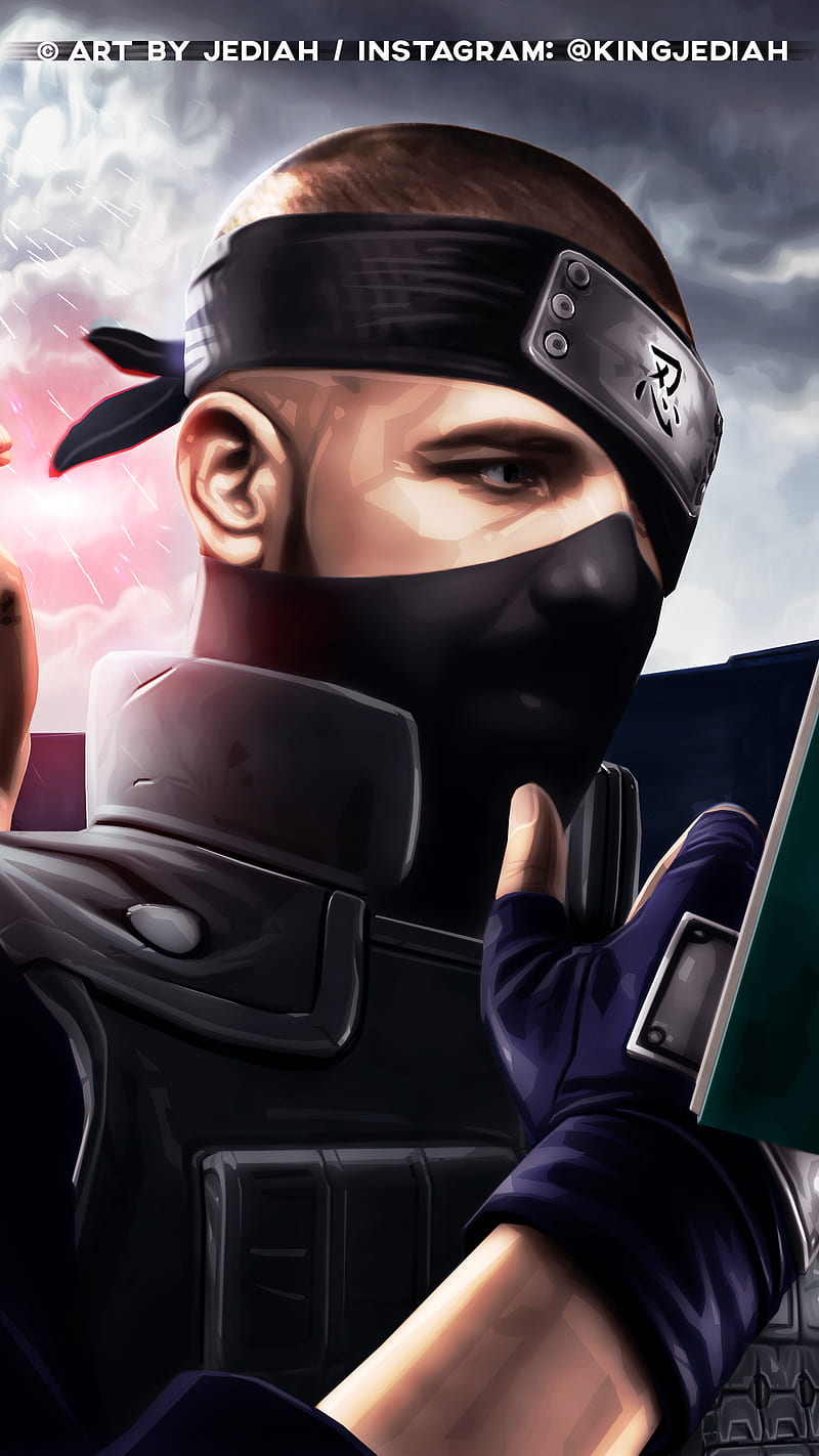 Drake / Fake Kakashi, KingJediah, Naruto, anime, cartoon, hip hop, light, mask, ninja, rap, rapper, shine, sky, sun, trap, HD phone wallpaper