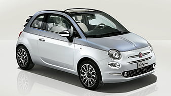 Fiat 500c grey, 500, logo, HD phone wallpaper