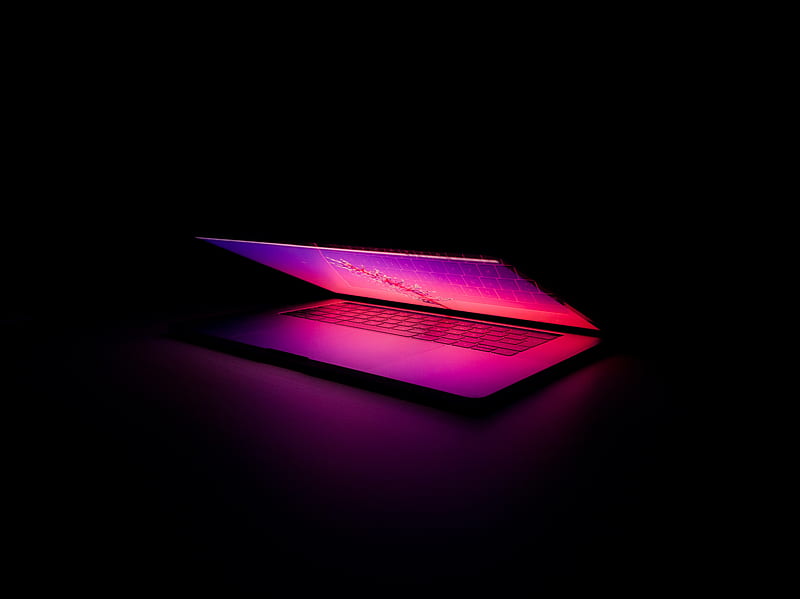Laptop, keyboard, glow, dark, HD