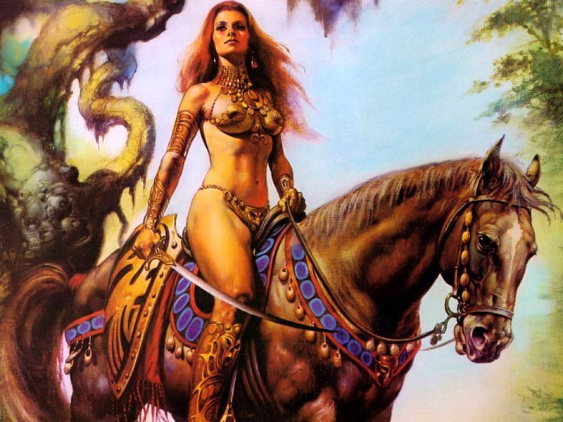Beautiful saddle on his horse, fantasy, beautiful saddle on his horse, HD wallpaper