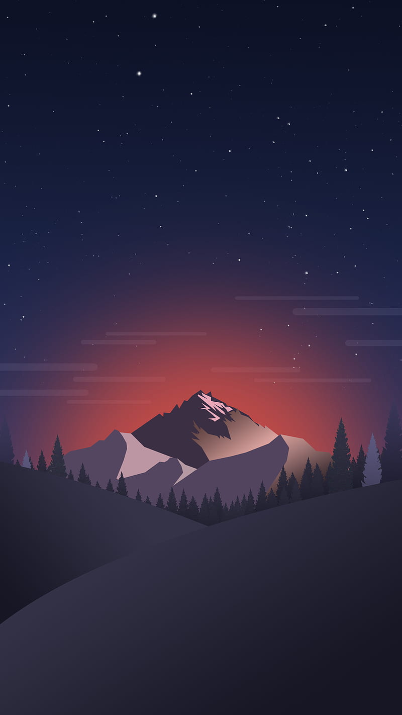 GALAXY S7, mountain, night, sky, HD phone wallpaper
