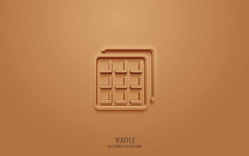Waffle 3d icon, white background, 3d symbols, Waffle, Baking icons, 3d icons, Waffle sign, Food 3d icons, HD wallpaper