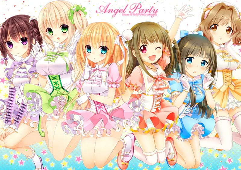 Angel Party, pretty, angel, cute, oarty, love, girls, orginal, friends, idol, HD wallpaper