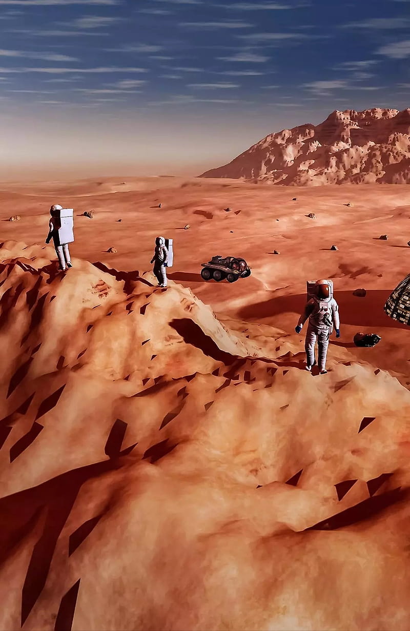 Mission Mangal, astronaut, mars, planet, robots, HD phone wallpaper