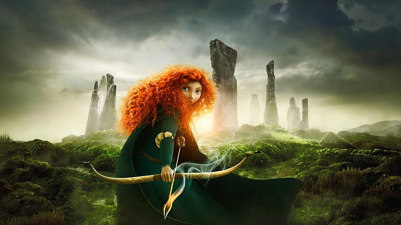 Brave 2012, brave, fantasy, movie, pixar, girl, disney, redhead, princess, merida, HD wallpaper