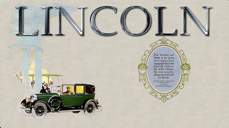 1926 Lincoln Brun Cabrolet Ad, 1926 Lincoln, automobile, cabrolet, Lincoln, vintage, HD wallpaper