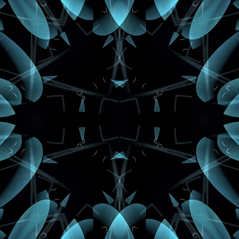 fractal, pattern, shapes, blue, abstraction, geometry, HD phone wallpaper