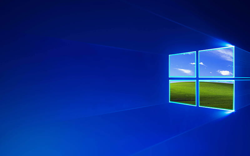 Windows 10 logo, blue background, operating system, Windows logo, art, Windows, HD wallpaper
