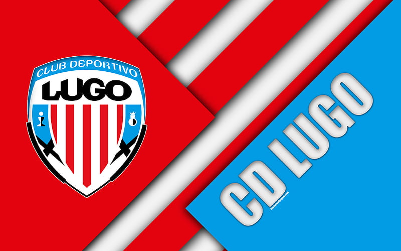CD Lugo FC material design, Spanish football club, red blue abstraction, logo, Lugo, Spain, Segunda Division, football, HD wallpaper