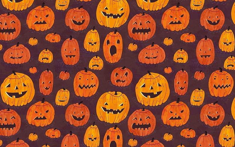 Happy Halloween!, pattern, orange, halloween, pumpkin, texture, abstract, HD wallpaper