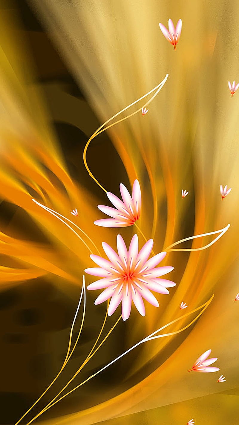 Flower , art, nature, pink, yellow, HD phone wallpaper