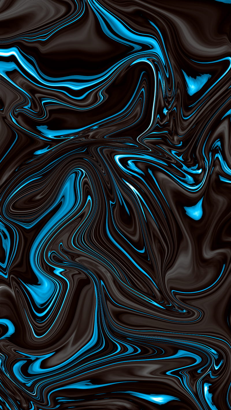 Blue liquid design, abstract, black, colors, cream, flow, lava, magma