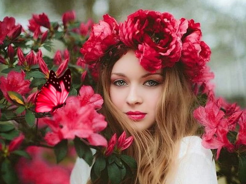 Bold Pink Crown, flower crown wreath, the WOW factor, etheral women ...