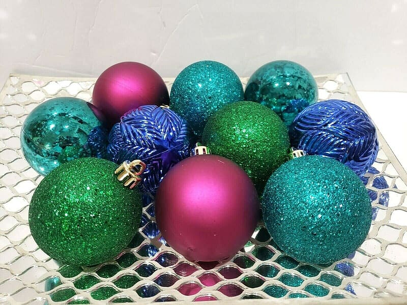 N?A (10) Peacock Christmas Blue Teal Magenta Green Glitter Ball Ornaments Decor 2.5 for Home, Holiday Décor. : Home & Kitchen, HD wallpaper