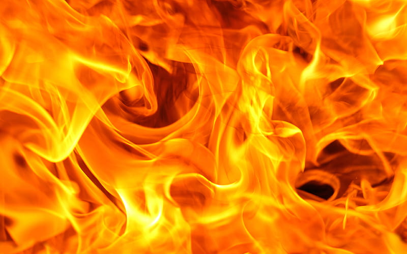 orange flames, bonfire, fire flames, macro, orange fire texture, orange fire background, HD wallpaper