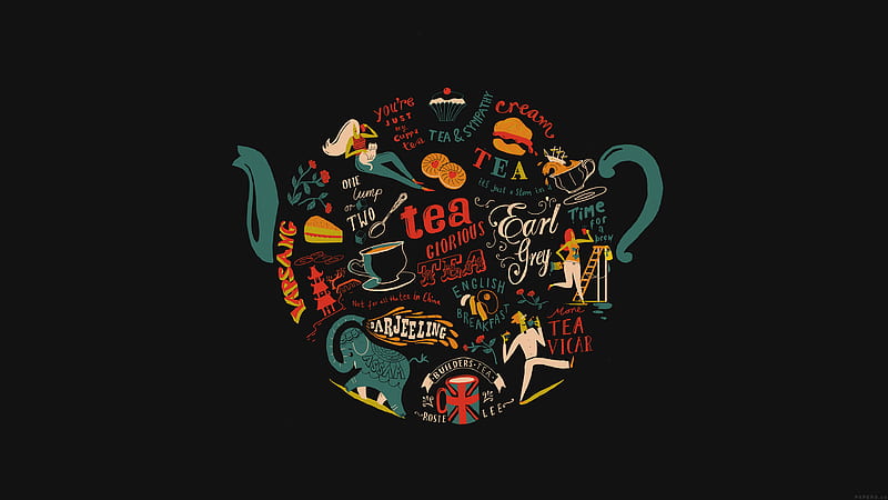 Migyy Tea Art Illust Painting Dark, Dark Doodle, HD wallpaper