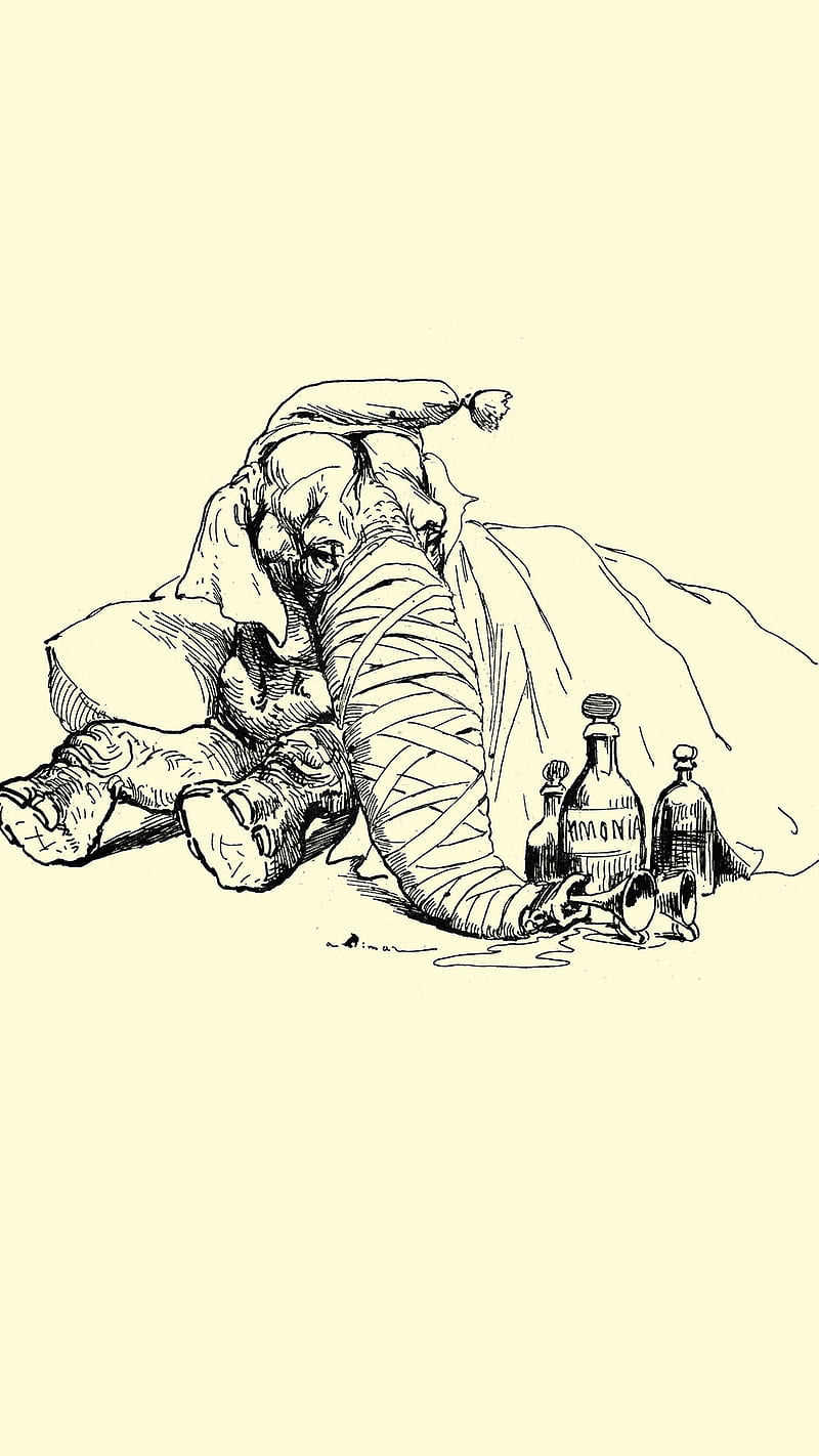 Elephant Drawing , animal, animation, cartoon, trunk, HD phone wallpaper